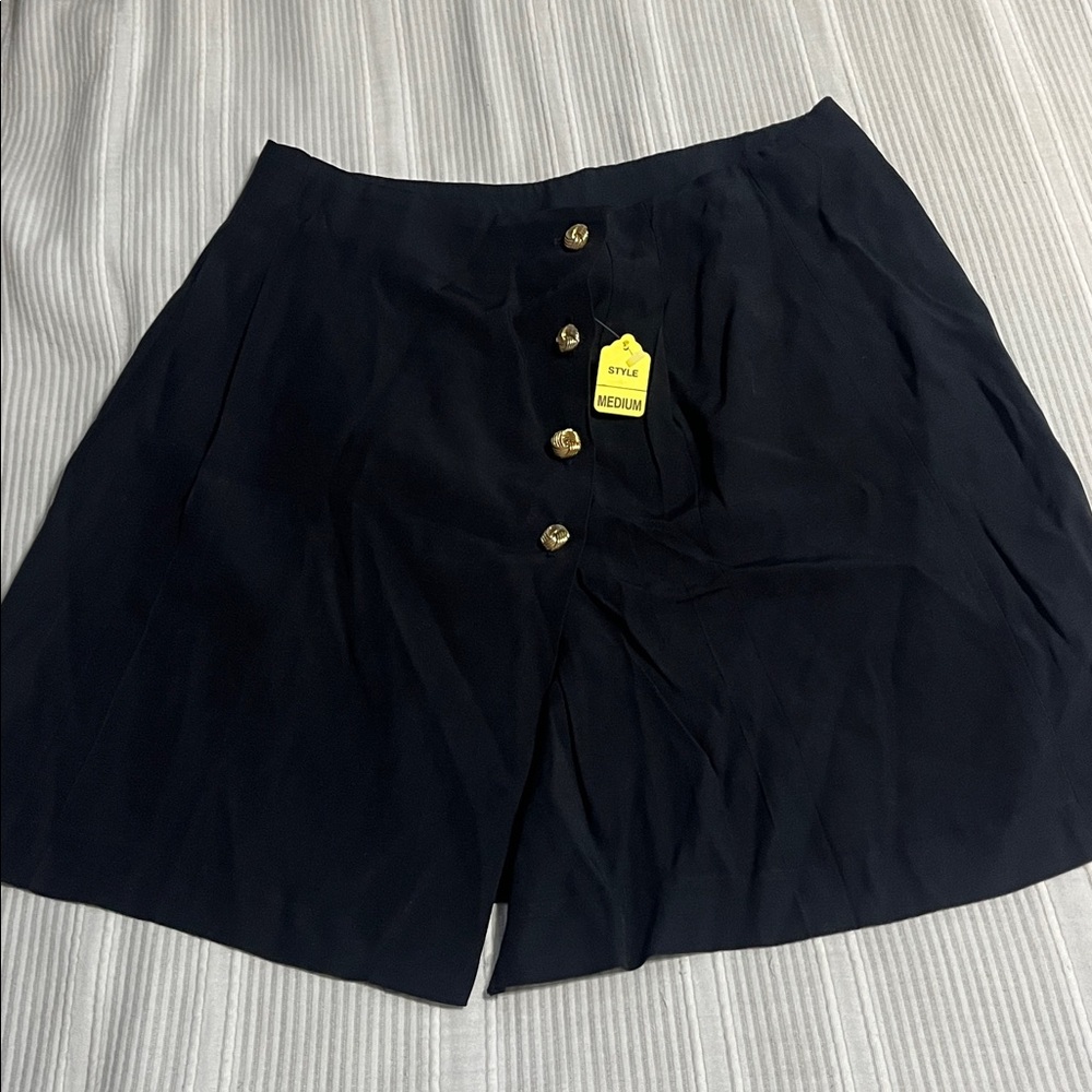 vintage Black Button-Front Skirt